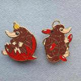 LAST 7: Christmas pin/ornament - red house (set of 2. 1 of each design)