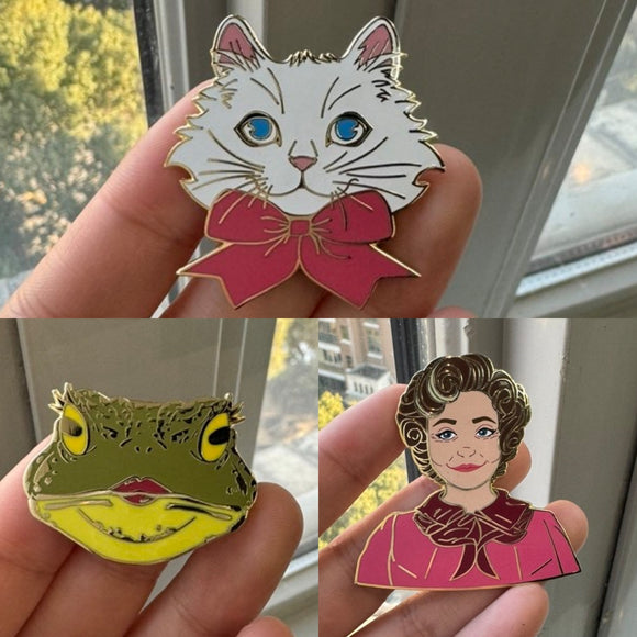 In full production! Presale is Funded: Um incl toad magnet and mini cat pin - hard enamel pin with screenprint