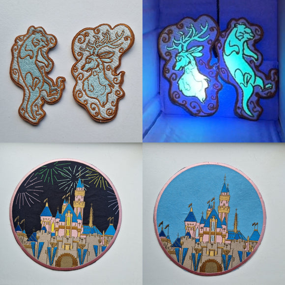 4 patch set - glow in the dark patr0nus 8cm and castles