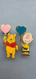 Wedding pins Charles and Yvette Winnie and Charlie and balloon 2 inch